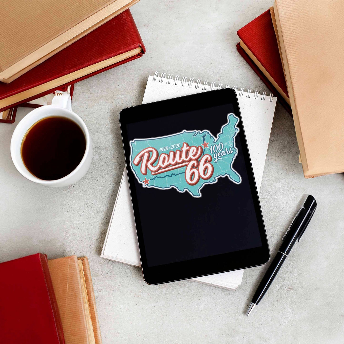 Route 66 Retro Road Map Sticker - 100th Anniversary