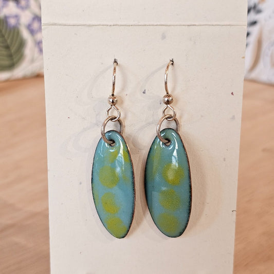 Earrings | Blue Horizon & Yellow Enameled Copper|136