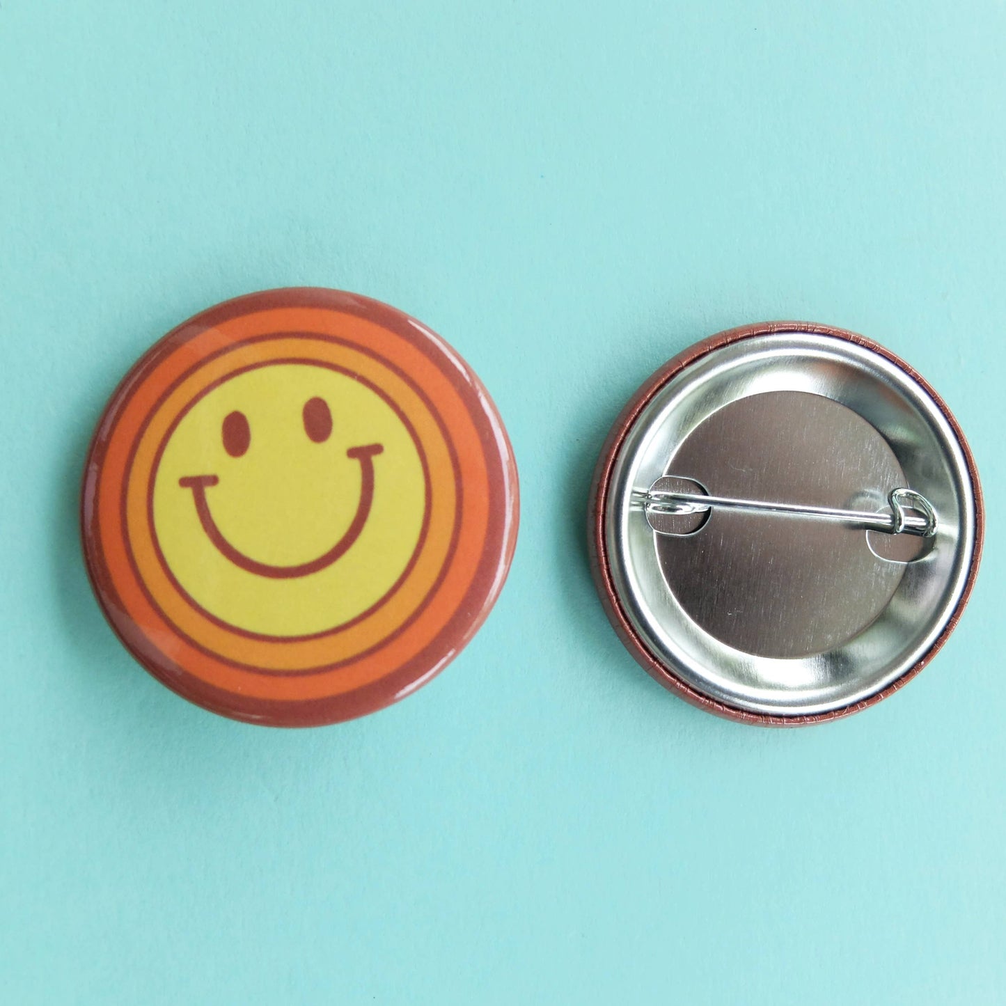 Smiley Face Retro Sunshine Pinback Button Pin
