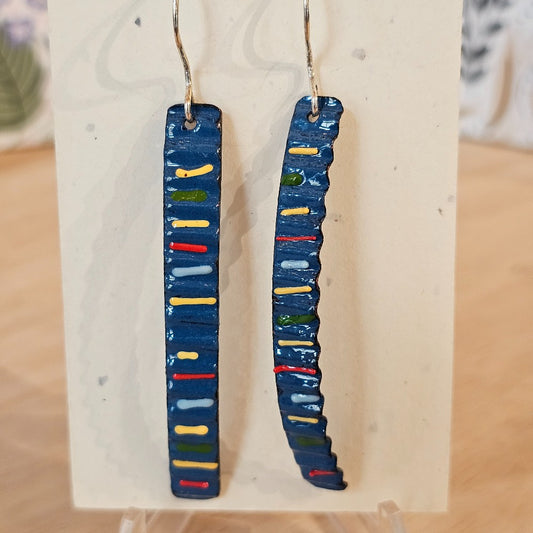 Earrings | Blue Textured and Enameled Copper|130
