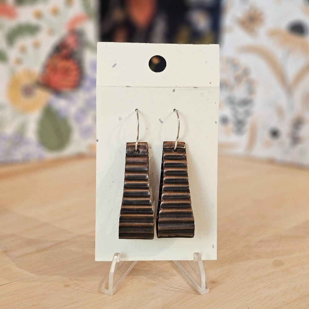 Earrings | Crinkle Formed Patina Copper Loop|141