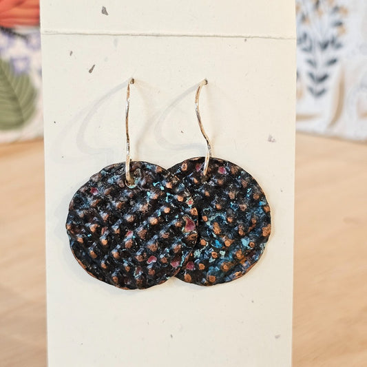 Earrings | Round Woven Copper with Patina|145