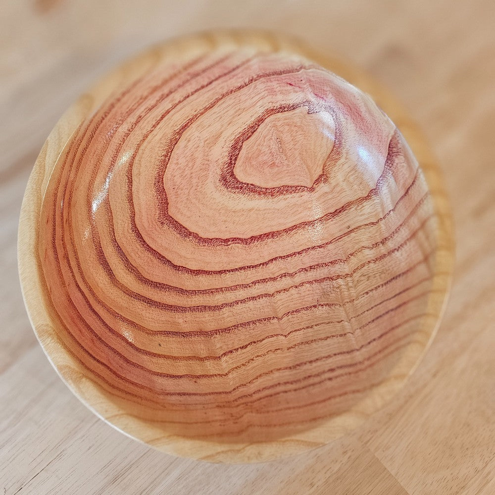 Ash Bowl | Dyed Red | 2024-1301 L|71, Wood Bowl | Ash Dyed Purple, mike ilkiw, the local bevy, handmade wooden bowls, decorative bowls