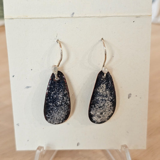 Earrings | Navy Blue Enameled Copper & Glass Frit|132