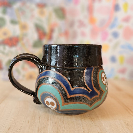 Colorful Skeletons Handmade Mug in Black by Mudbug Creations|41