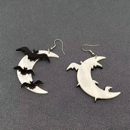Bats+ Crescent Moon Earrings