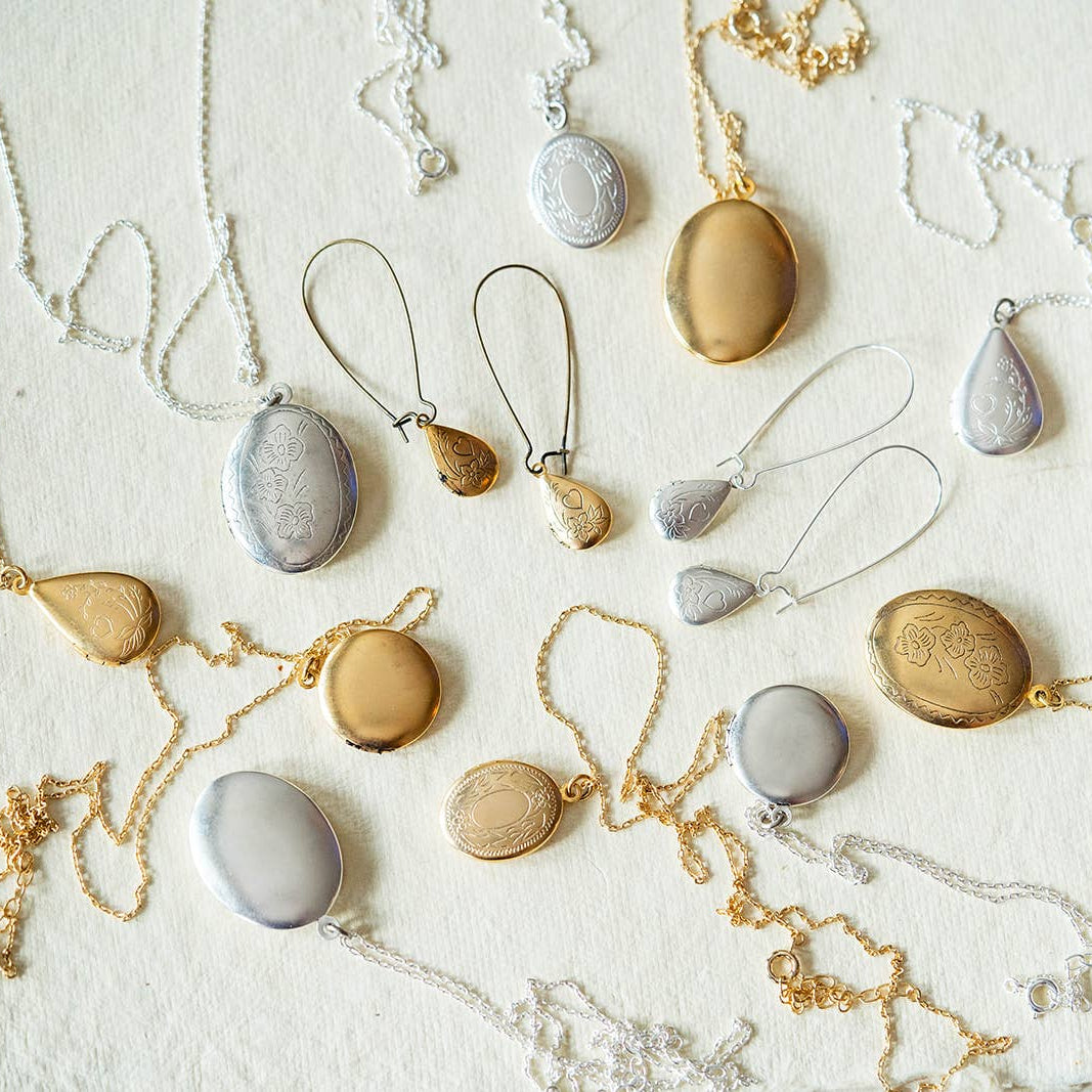 Floral Tear Drop Locket Earrings