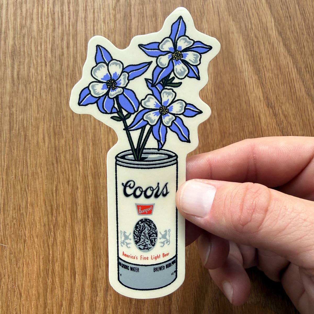 Blue Columbine Coors Can Sticker