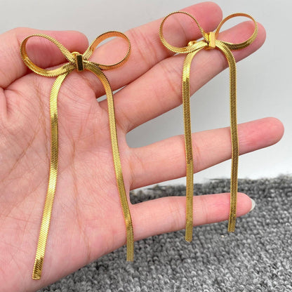 Flat Chain Bow Earrings