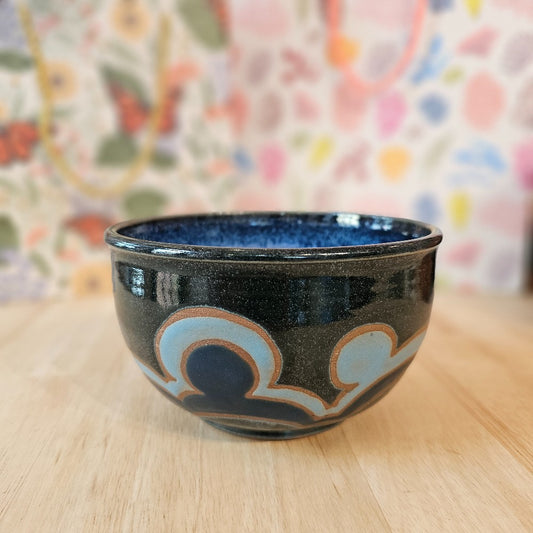Pottery, clouds Bowl, Mudbug Creations, handmade bowl, kitchen, home decor, The Local Bevy