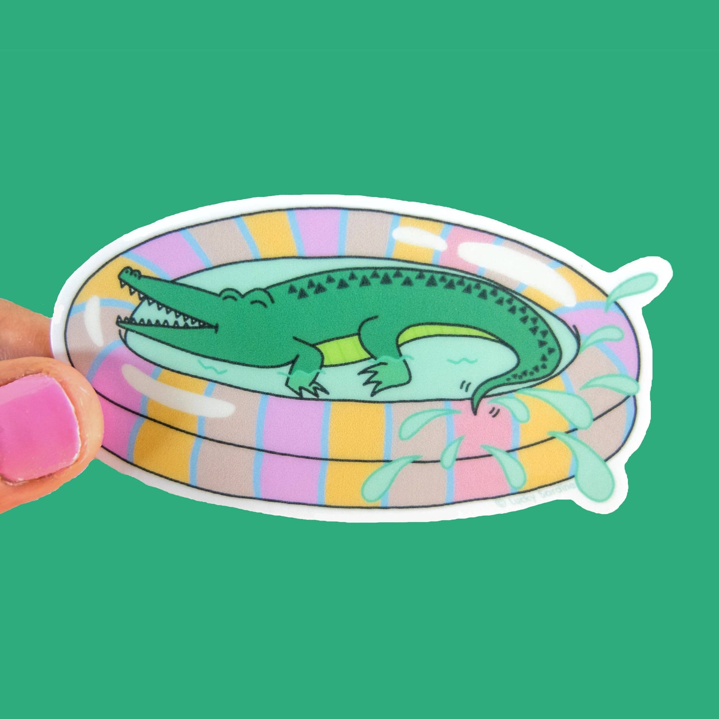 Crocodile In Wading Pool Vinyl Sticker