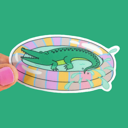 Crocodile In Wading Pool Vinyl Sticker