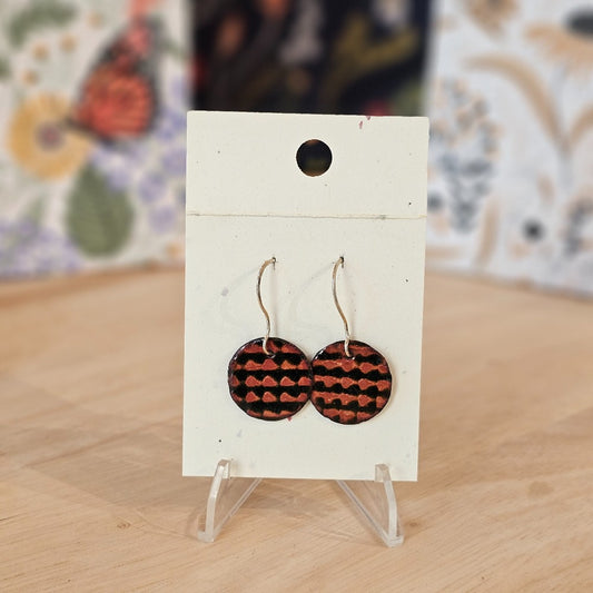 Earrings | Round Weave Textured Enameled Copper|146