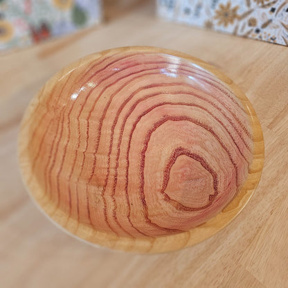 Ash Bowl | Dyed Red | 2024-1301 L|71, Wood Bowl | Ash Dyed Purple, mike ilkiw, the local bevy, handmade wooden bowls, decorative bowls