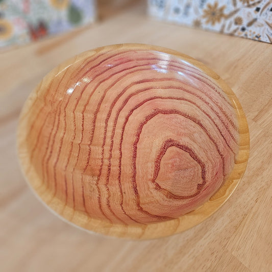 Ash Bowl | Dyed Red | 2024-1301 L|71, Wood Bowl | Ash Dyed Purple, mike ilkiw, the local bevy, handmade wooden bowls, decorative bowls