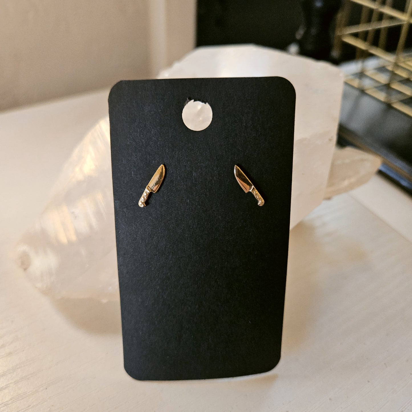 Bronze Kitchen Knife Post Earrings