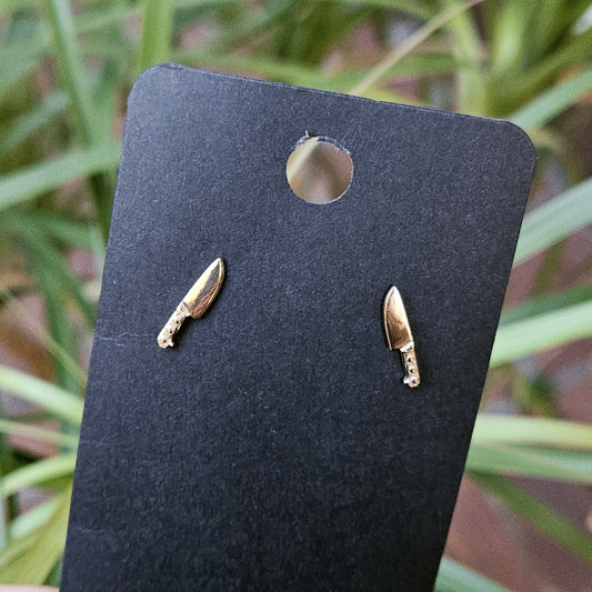 Bronze Kitchen Knife Post Earrings