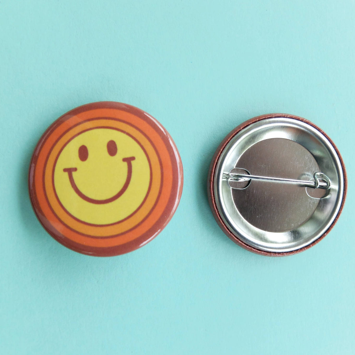 Smiley Face Retro Sunshine Pinback Button Pin