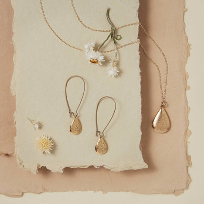Floral Tear Drop Locket Earrings