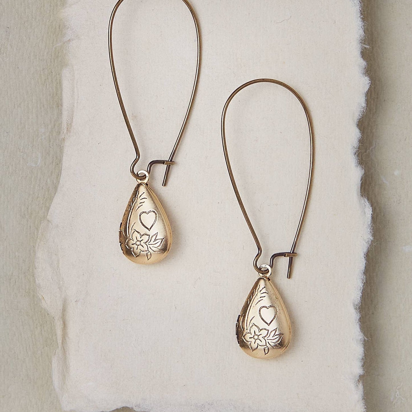 Floral Tear Drop Locket Earrings