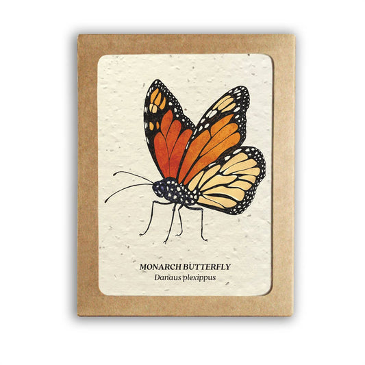 Card with a monarch butterfly illustration on a kraft paper background