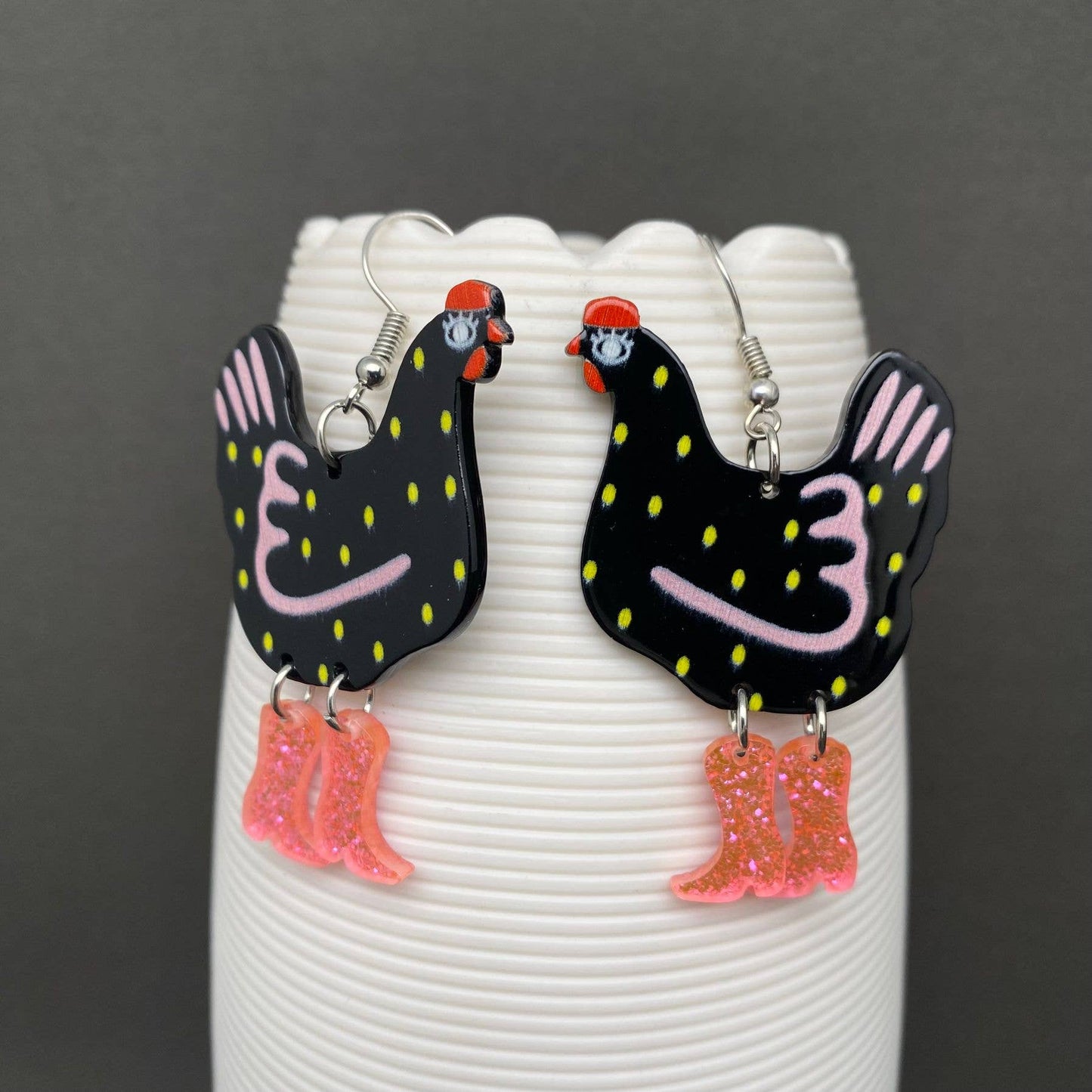 Black Cowgirl Chickn Earrings