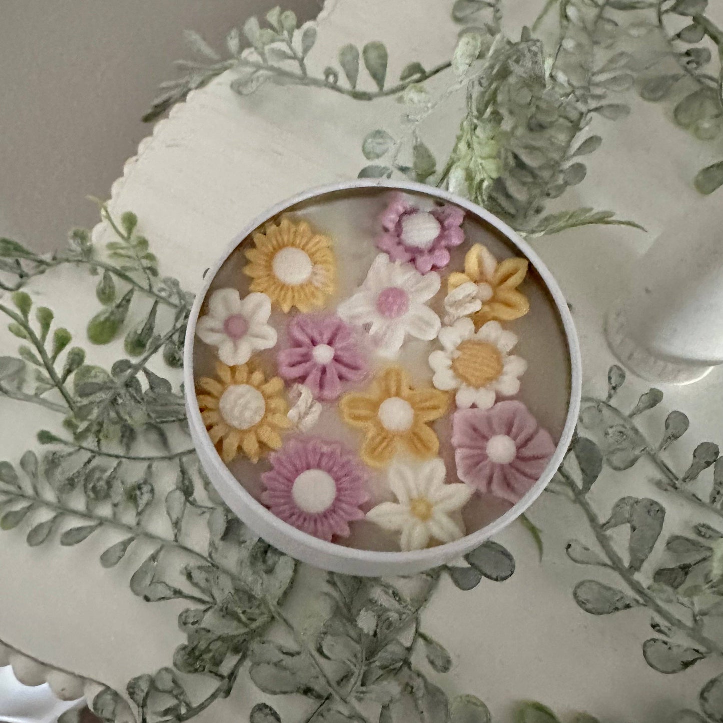 Purple + Yellow Flower Candle
