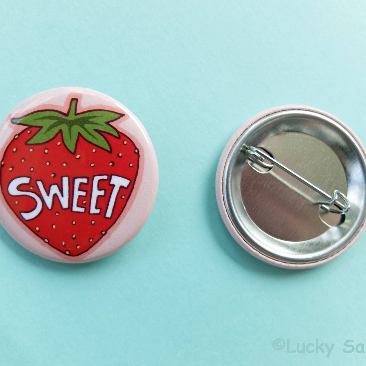 Sweet Strawberry Retro Pinback Button Pin