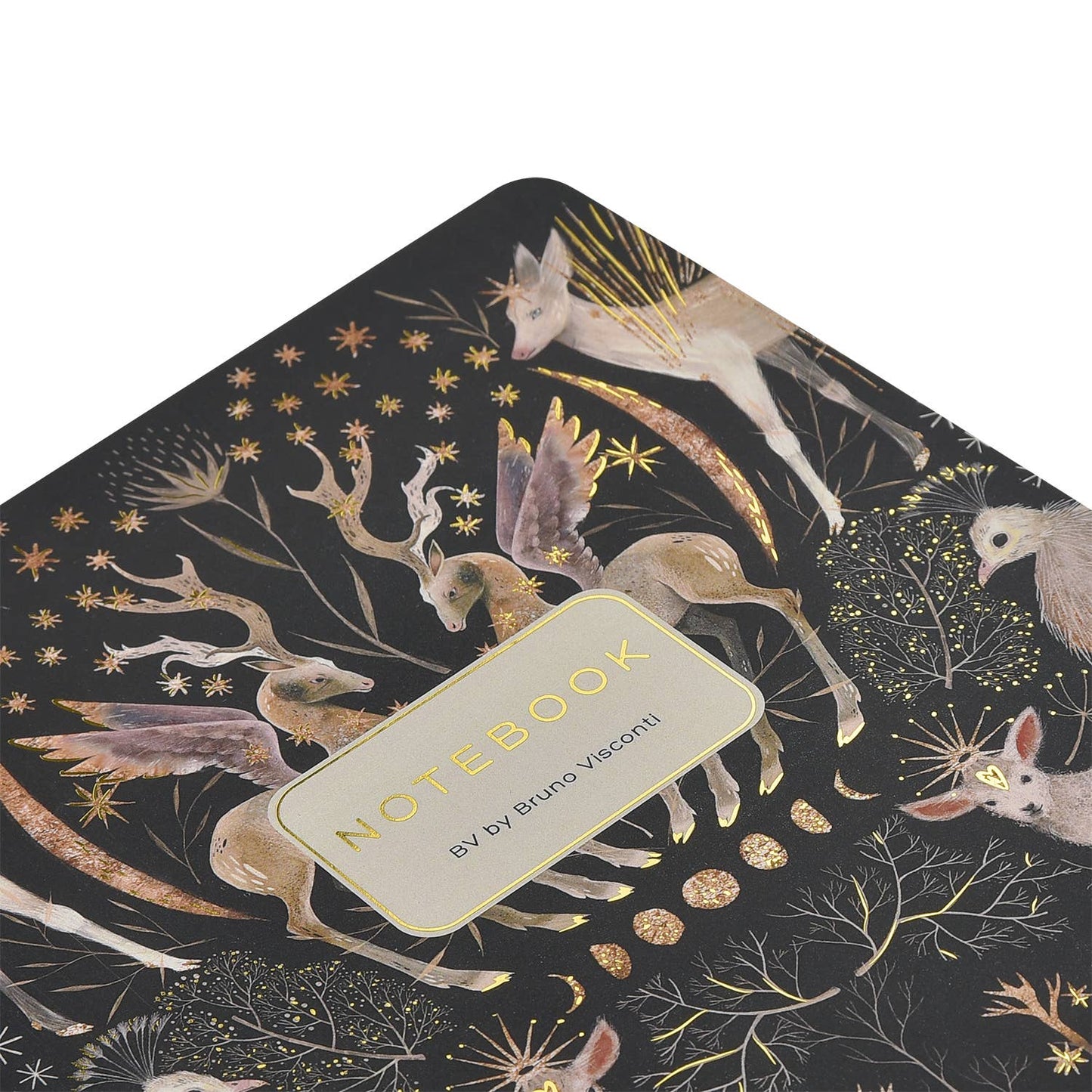 Notebook with fantasy animal design on a black background