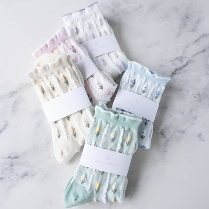 Pastel Mint Floral Casual Socks