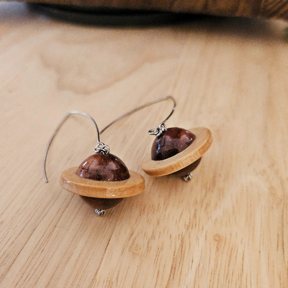 Wood Planet Dangle Earrings|200