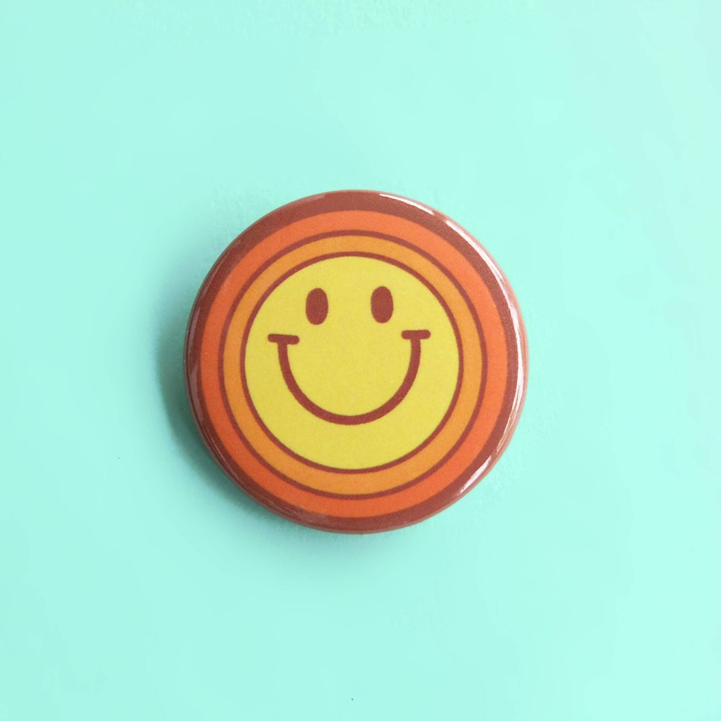 Smiley Face Retro Sunshine Pinback Button Pin