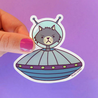 Cat In A Spaceship Vinyl Sticker