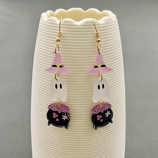 Witch hat + Ghost + Cauldron Earrings