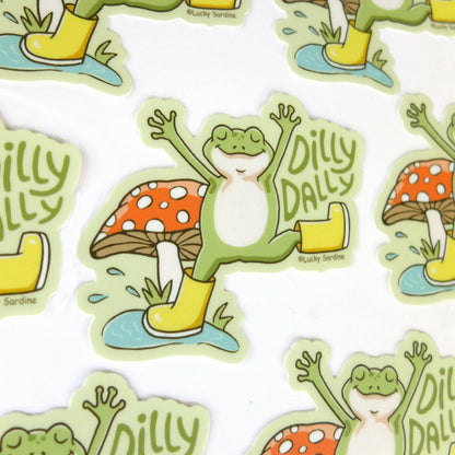 Frog & Mushroom Dilly Dally Rainboots Vinyl Sticker