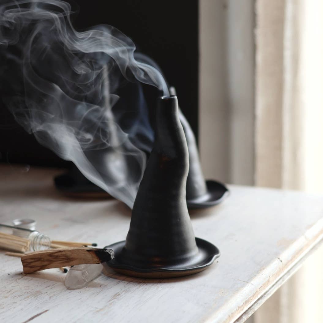 Black witch hat incense burner for cones or palo santo sticks