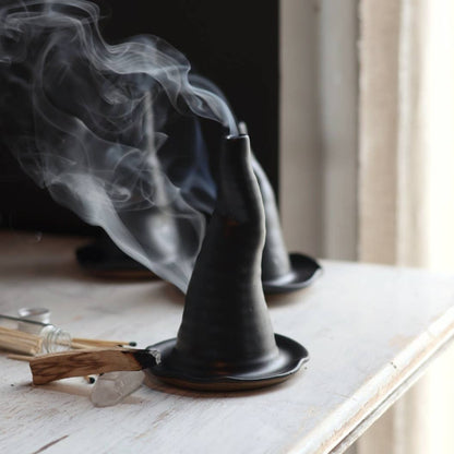 Black witch hat incense burner for cones or palo santo sticks