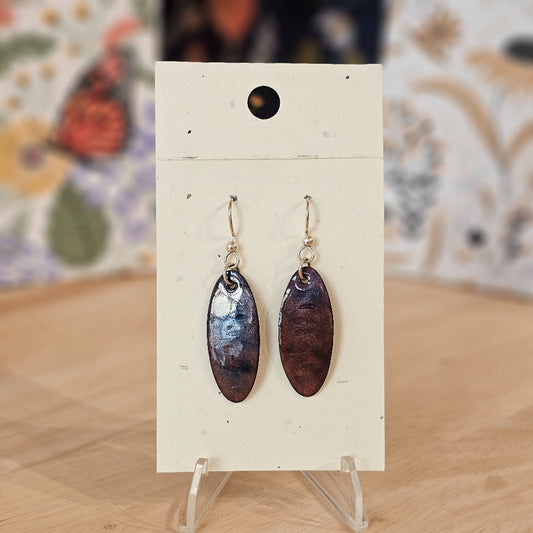 Earrings | Burgundy Enameled Copper|139, Mountain Willow Studio, the Local Bevy