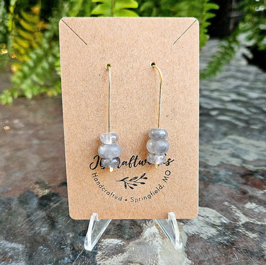 Cloudy Gray Quartz 3 bead Gold Filled Wire|192