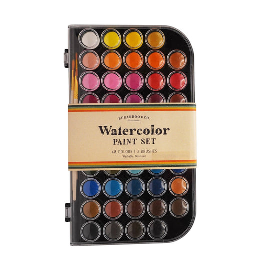 Watercolor Paint Set | 48 Colors | 3 Brushes