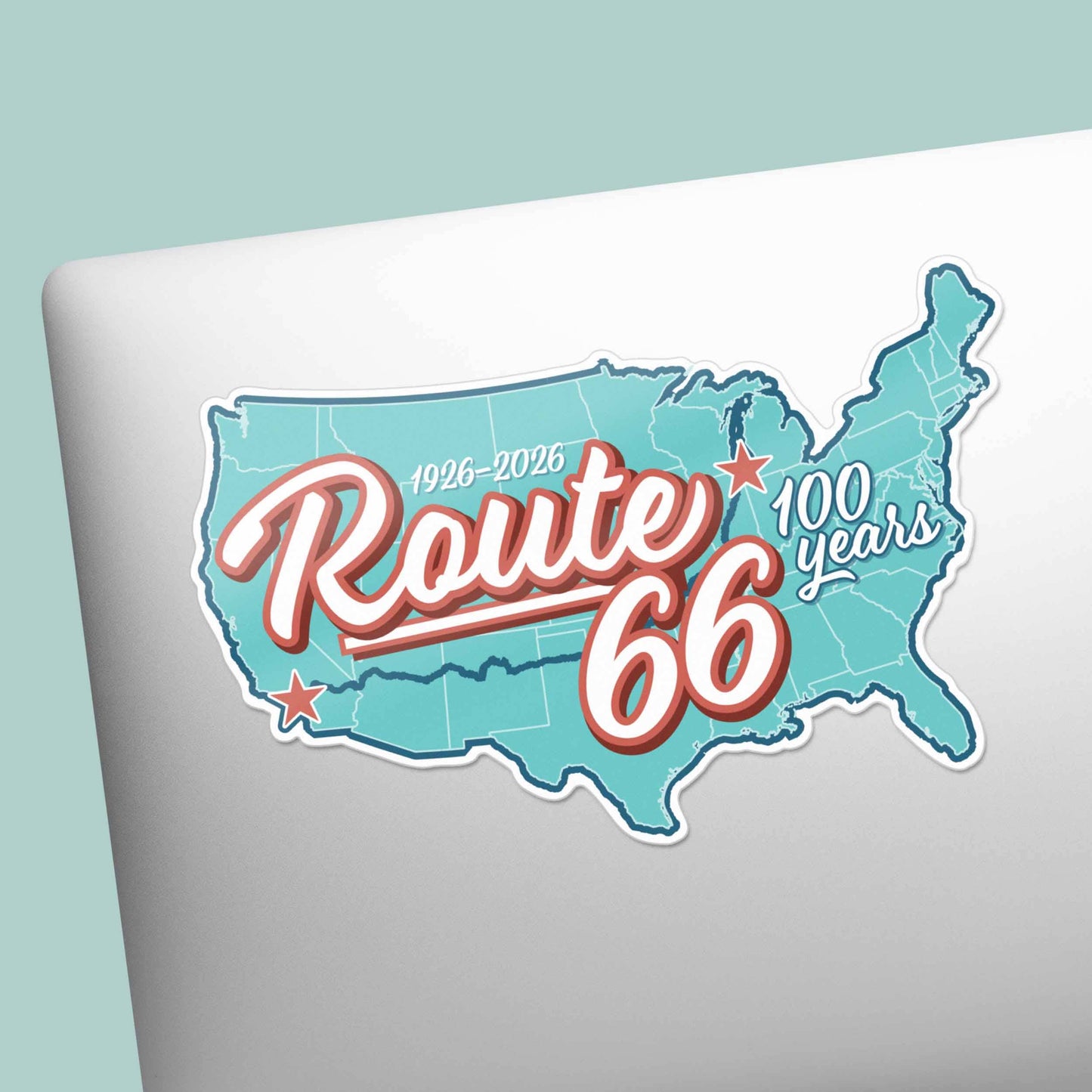 Route 66 Retro Road Map Sticker - 100th Anniversary