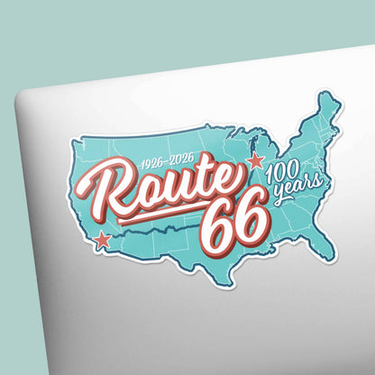 Route 66 Retro Road Map Sticker - 100th Anniversary
