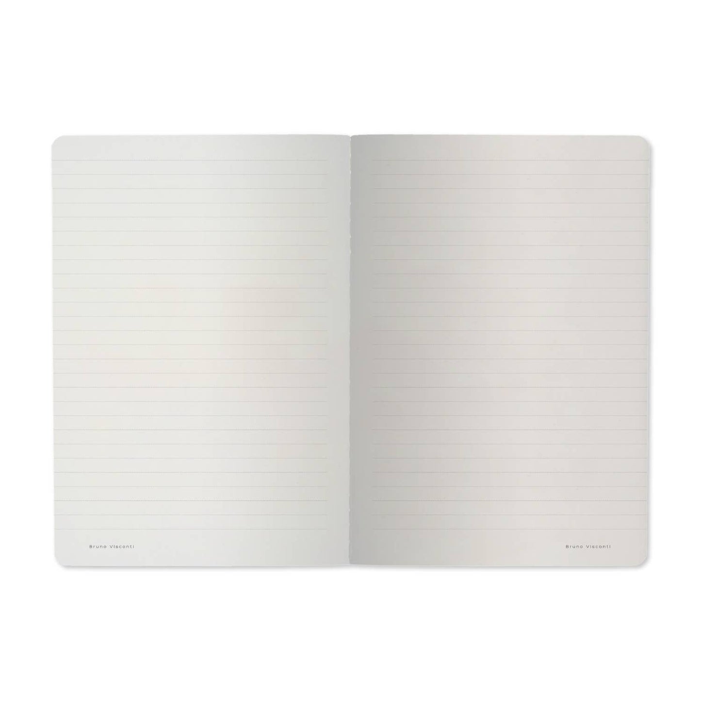 Open notebook with lined pages on a white background