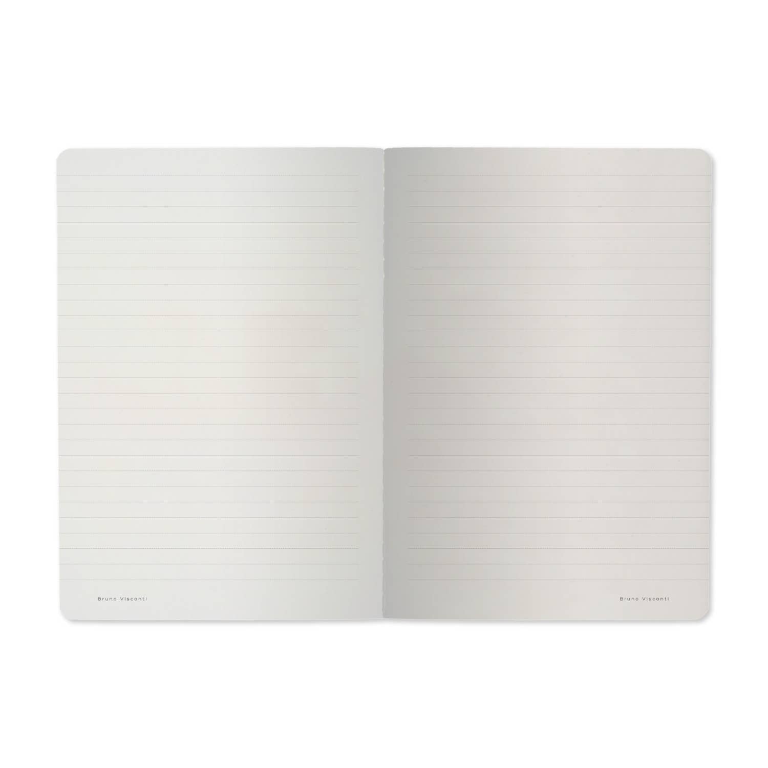 Open notebook with lined pages on a white background