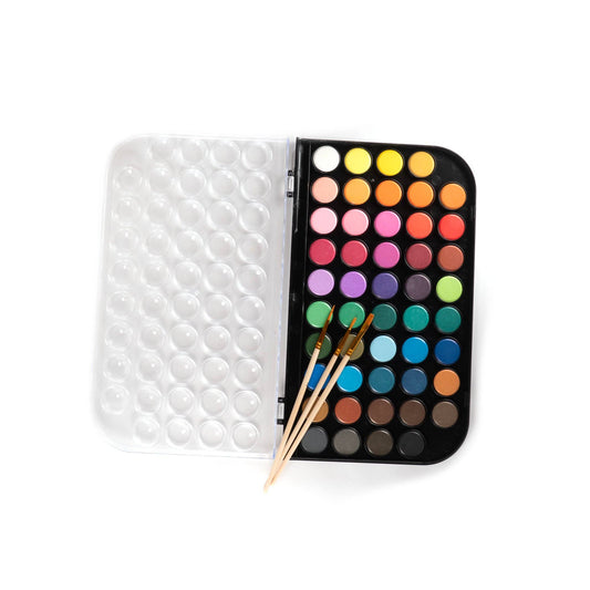 Watercolor Paint Set | 48 Colors | 3 Brushes