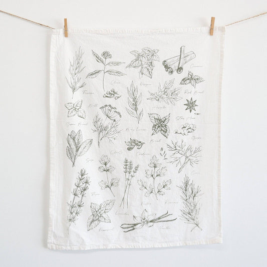 Floral patterned towel hanging on a line against a white background
