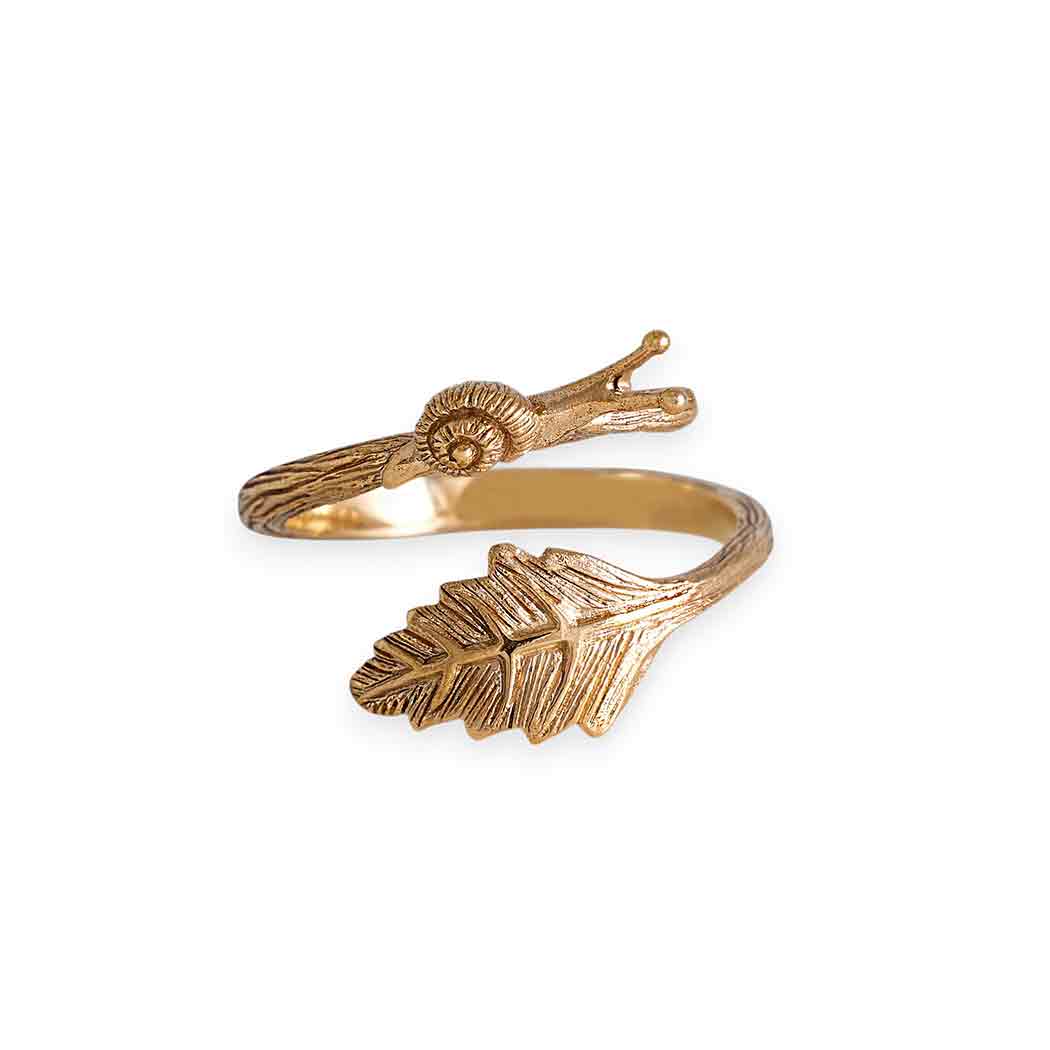 Bronze Snail + Leaf Ring
