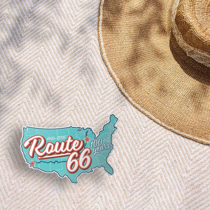 Route 66 Retro Road Map Sticker - 100th Anniversary
