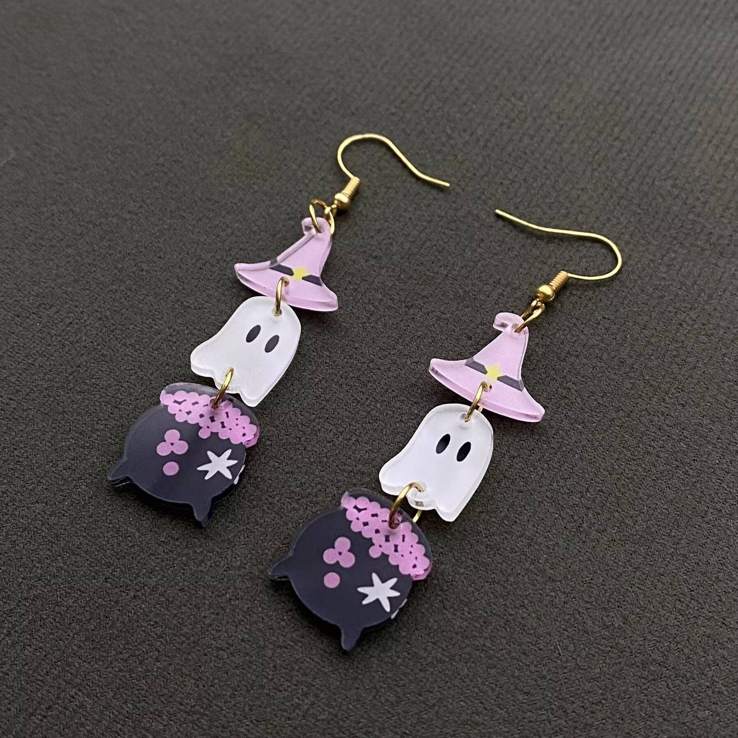 Witch hat + Ghost + Cauldron Earrings