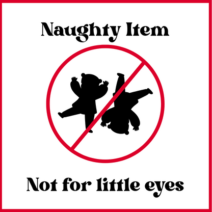 Warning label with silhouettes of two people in a compromising position, surrounded by a red circle and line, on a white background.
